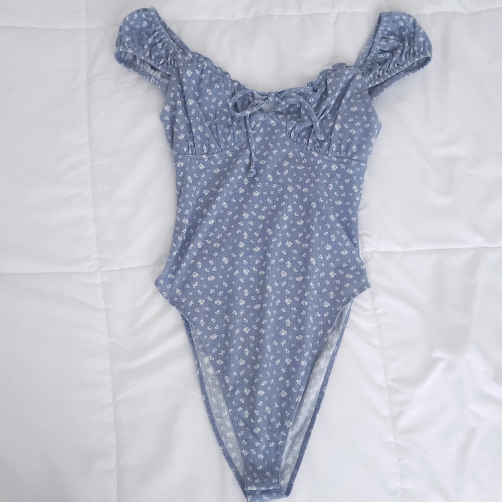 Wild Fable Floral Print One Piece Babydoll Top Blue